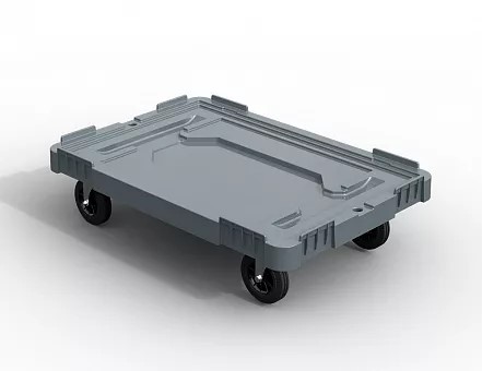 Plastic trolley 600x400 mm for containers (solid) wheels without brakes